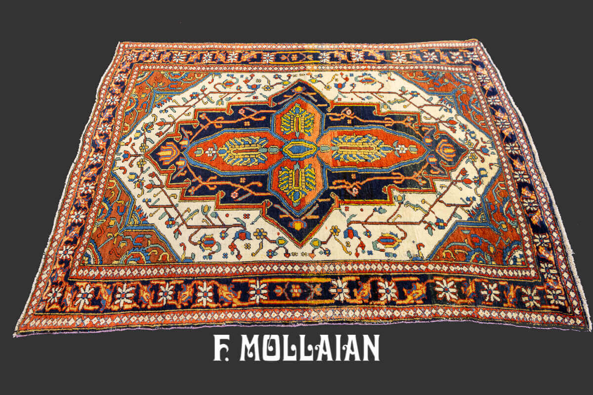 Small Hand-Knotted Kashan Mohtasham Antique Rug n°:50899857